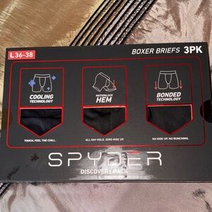 Spyder Men's Cooling Black Boxer Briefs 3-Pack, NEW, size L, $90 Retail